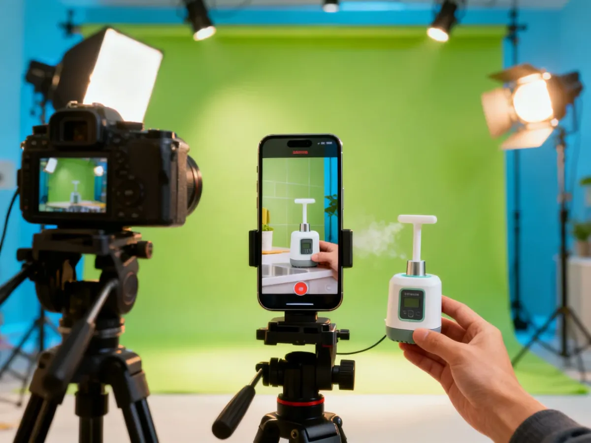 A product demonstration being prepared for an online advertisement