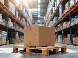 Smartfon z interfejsem TikToka na tle biurka z paczką, symbolizujący prowadzenie dropshippingu w mediach społecznościowych.