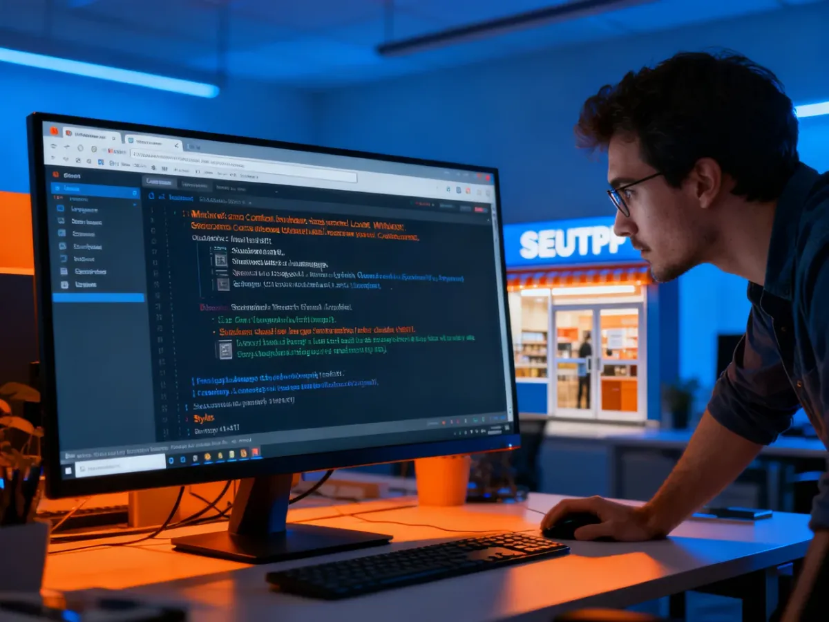 Developer troubleshooting mixed content on an HTTPS online store