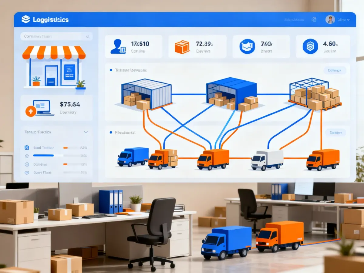 Panel systemu logistycznego łączącego sklep internetowy, magazyn i przewoźników
