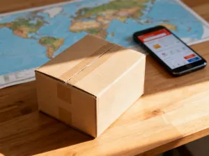 Nowoczesne stanowisko pracy z laptopem, tabletem i smartfonem wyświetlającymi narzędzia do analizy i zarządzania logistyką.