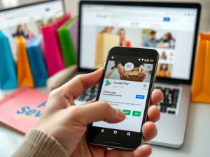 Nowoczesne stanowisko pracy z laptopem wyświetlającym analitykę oraz smartfonem, symbolizujące profesjonalną współpracę z influencerami.