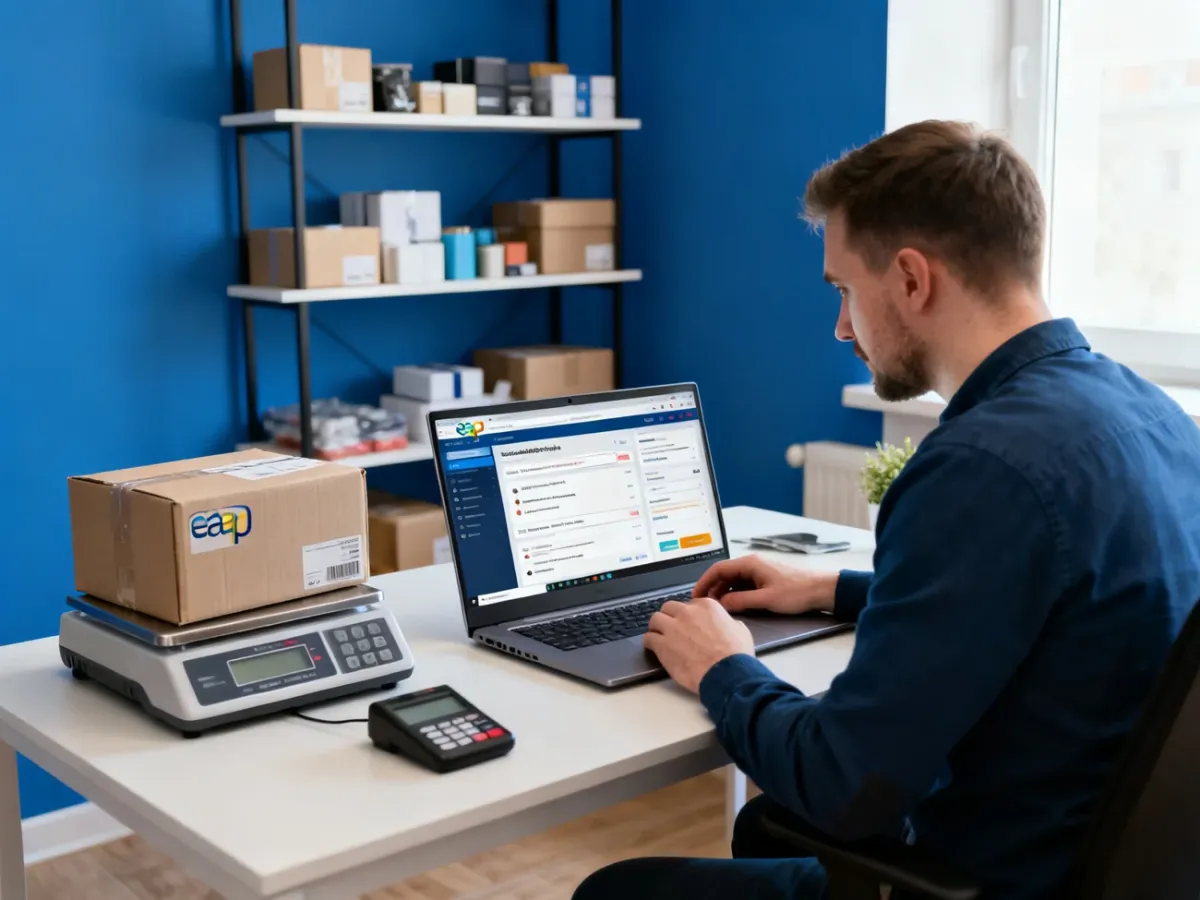 Sprzedawca dropshippingu kontrolujący zamówienia i terminy dostaw w domowym biurze