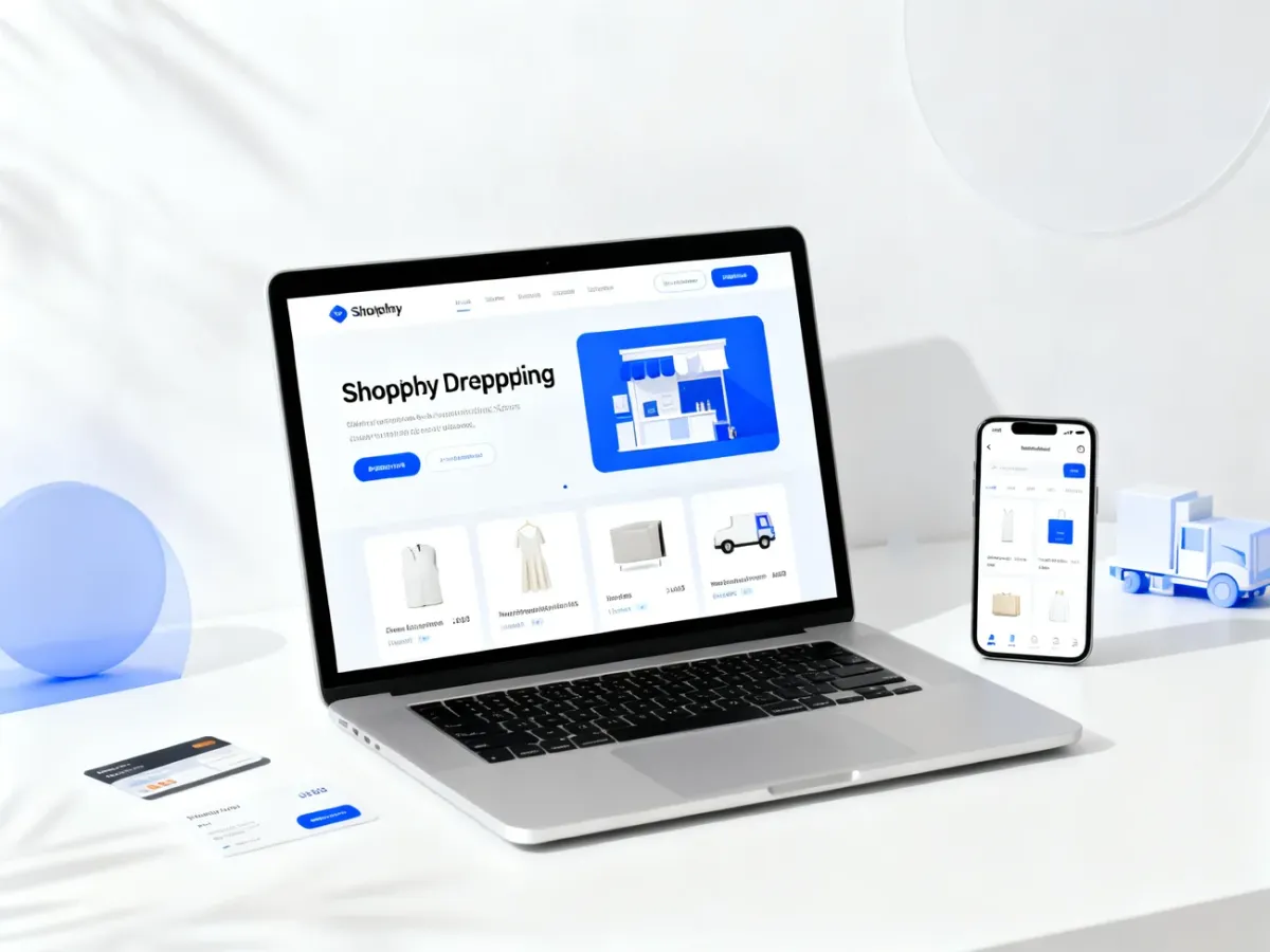 Laptop and smartphone displaying a clean online store setup