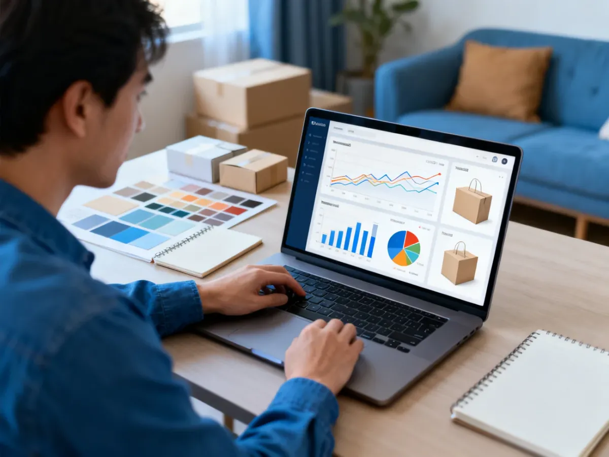 Przedsiębiorca analizujący trendy i popyt na produkty w dropshippingu