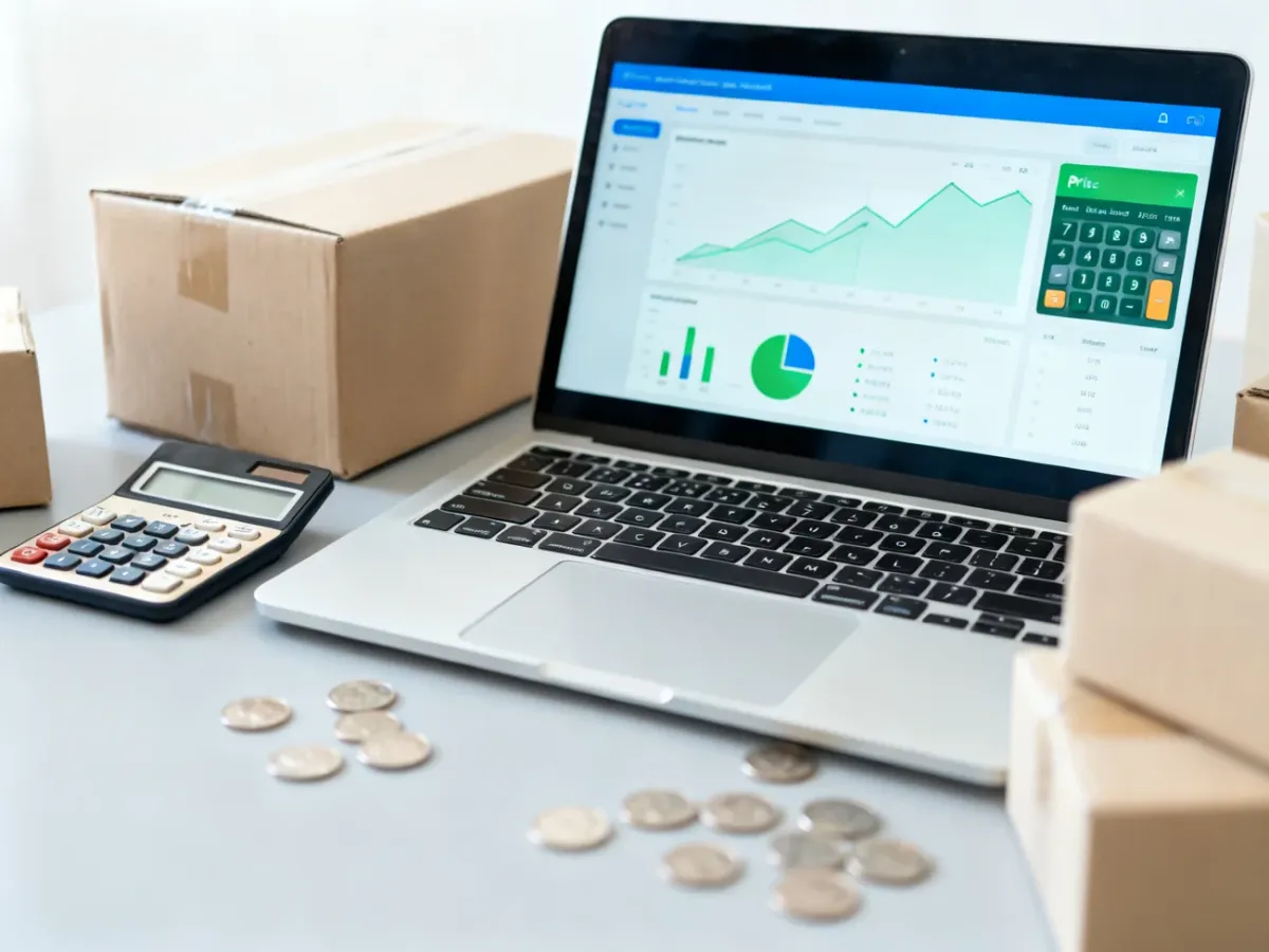 Kalkulacja rentownej ceny sprzedaży w dropshippingu na laptopie