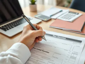 Profesjonalista pracujący przy laptopie z widocznym panelem klienta w nowoczesnym biurze.