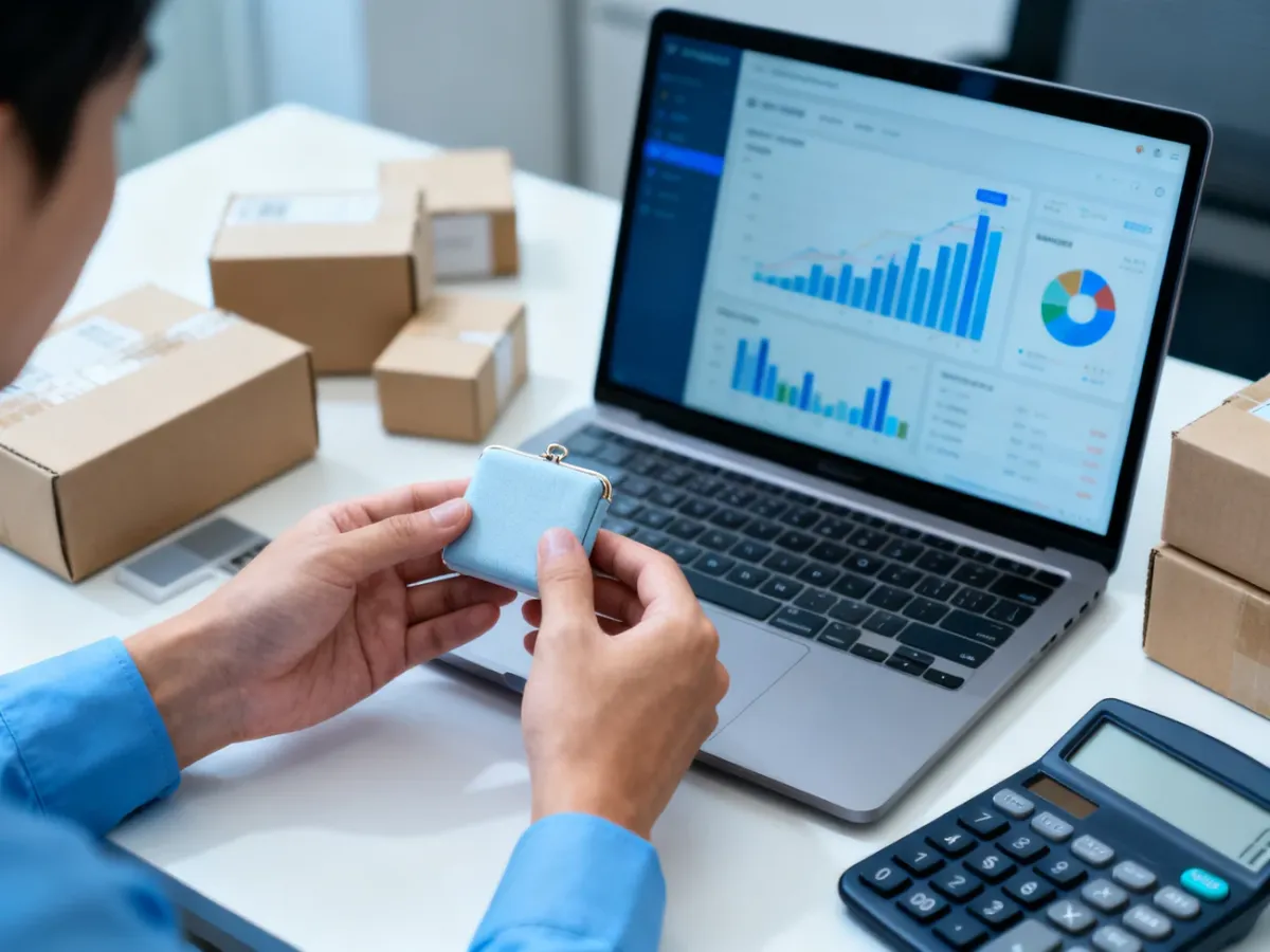 Sprzedawca analizujący niewielki produkt do dropshippingu na Amazonie